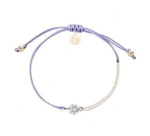 NEW ADRIANA PAPPAS women's cz solitaire bracelet on colored cord in lavender
